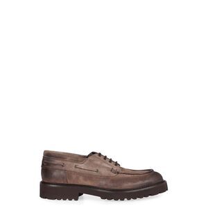 DOUCAL S Men's Distressed Suede Lace-Up Moccasins Men BROWN